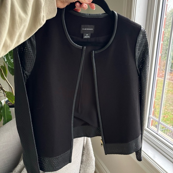 Posh vegan ‘leather & wool’ look blazer jacket - Picture 3 of 10